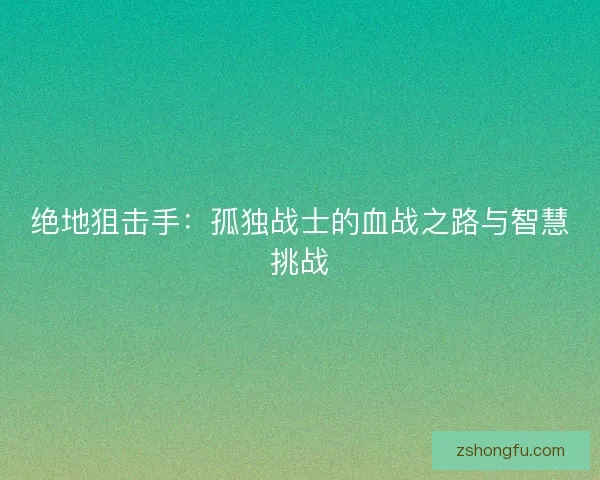 绝地狙击手：孤独战士的血战之路与智慧挑战