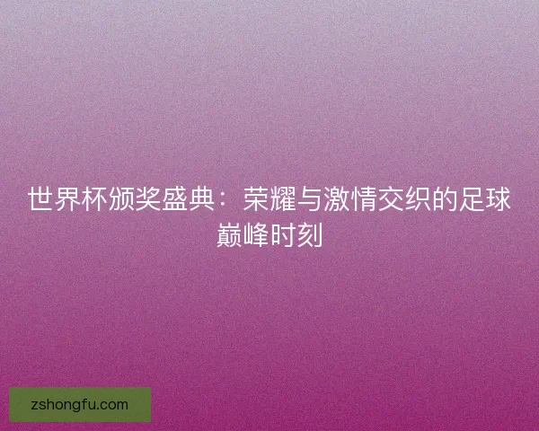世界杯颁奖盛典：荣耀与激情交织的足球巅峰时刻