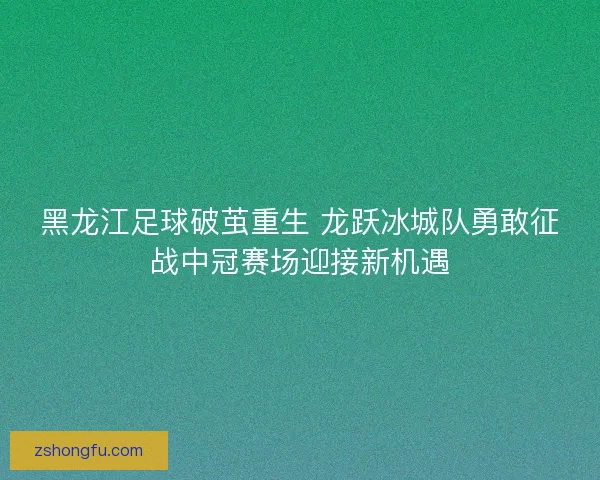 黑龙江足球破茧重生 龙跃冰城队勇敢征战中冠赛场迎接新机遇